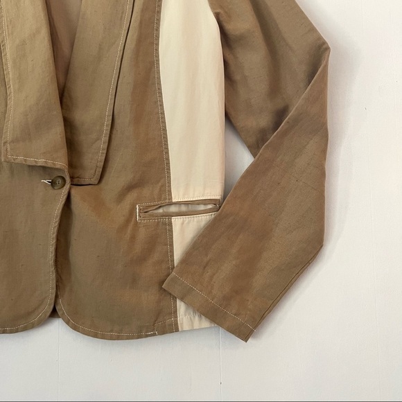 Sundance  Linen Blend Color Block Single Button Blazer Jacket Size Medium - Picture 6 of 13